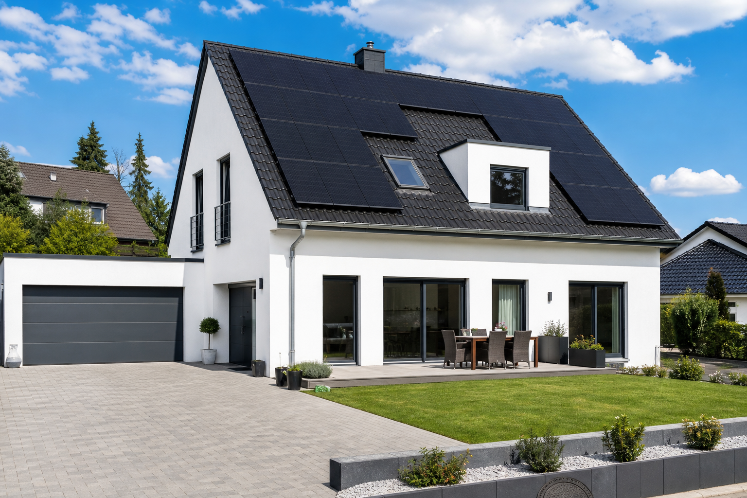 Photovoltaik-Module auf Süd- und Ost-West-Dach in NRW